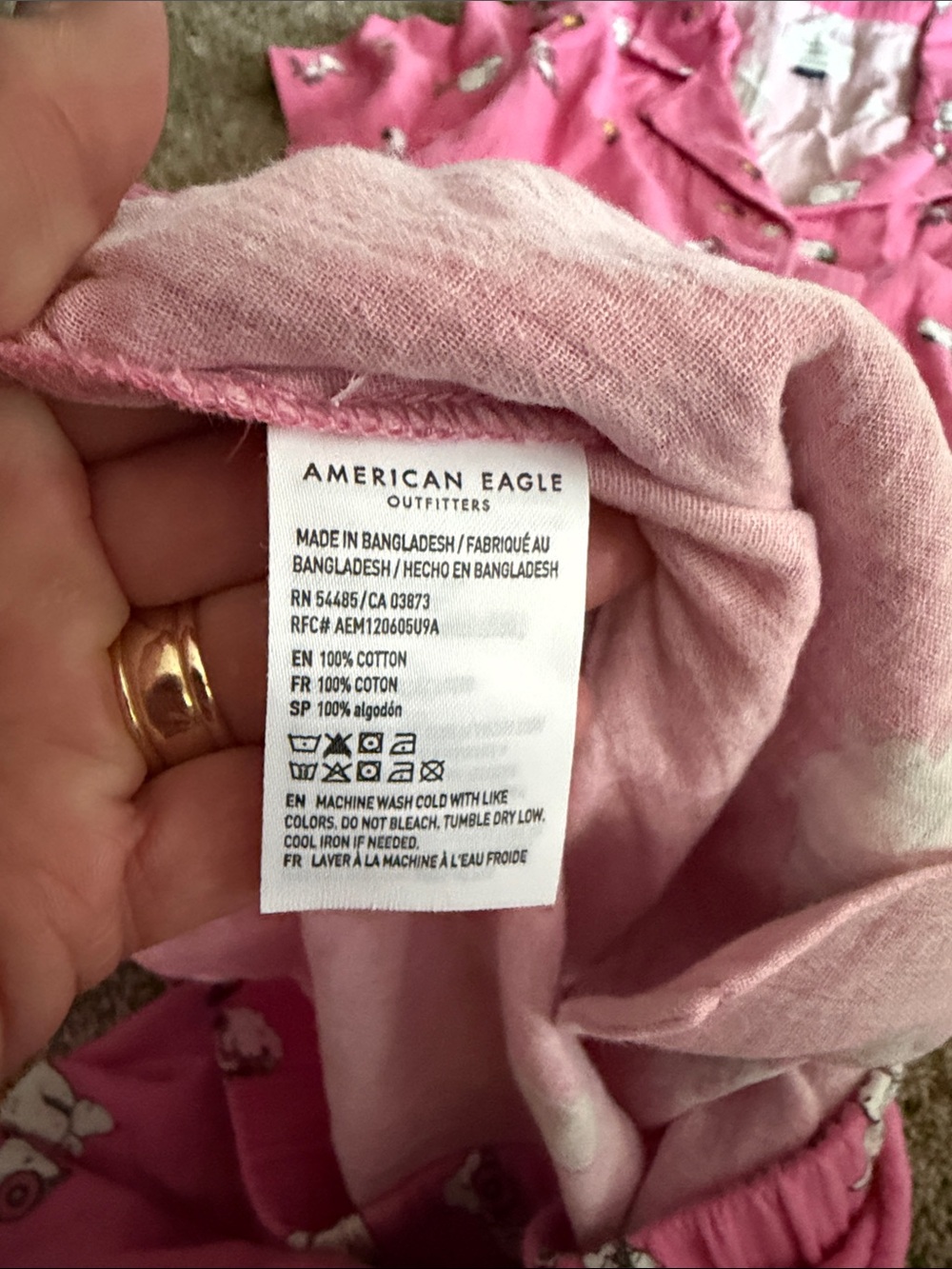 American Eagle Outfitters Pink Snoopy & Ice Cream Pajama Set Sz M.  New - Picture 4 of 4
